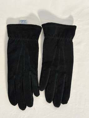 Fownes Vintage Black Suede Gloves Womens L Lined
